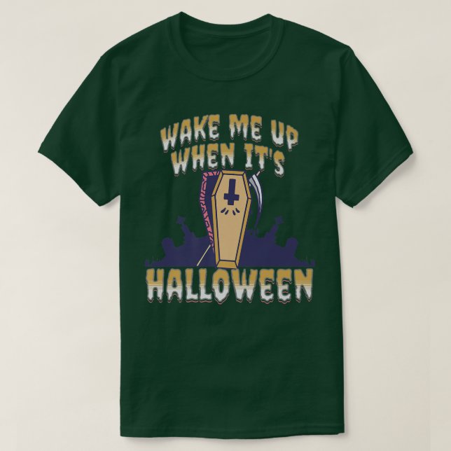 Réveillez-moi quand c'est Halloween T-shirt Premiu (Design devant)