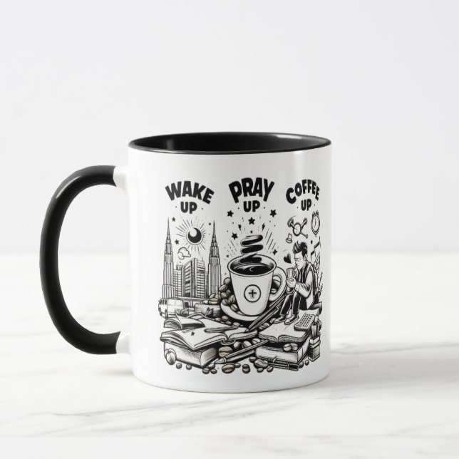 Réveillez-vous, Priez, Café up Mug (Gauche)