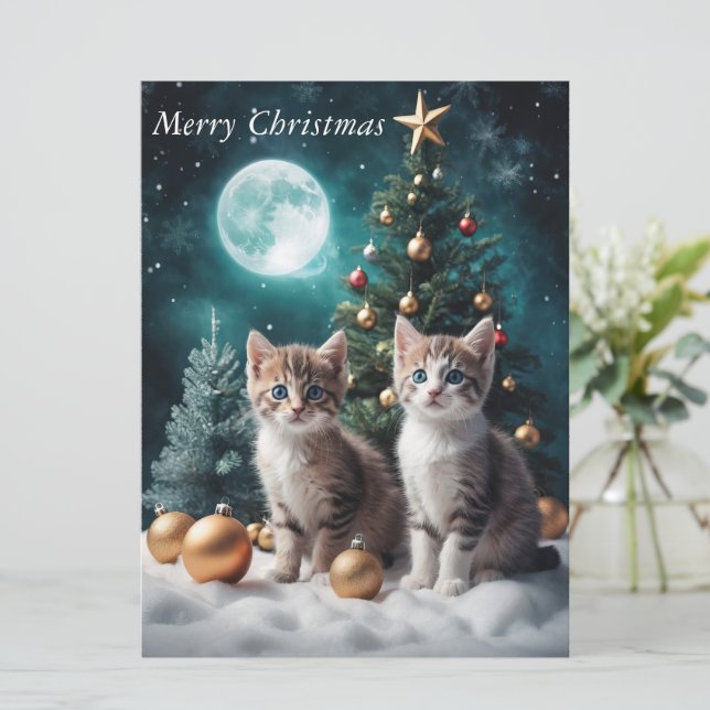 Réveillon de Noël magique avec chatons par arbre (Debout devant)