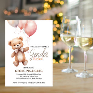 Révélation de genre Teddy Bear Invitation