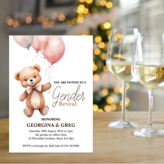 Révélation de genre Teddy Bear Invitation (Créateur téléchargé)