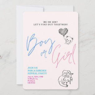 Révélation du sexe du bébé Invitation minimalist