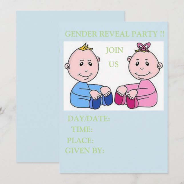RÉVÉLER LE GENRE DE LA carte baby shower (Devant / Derrière)