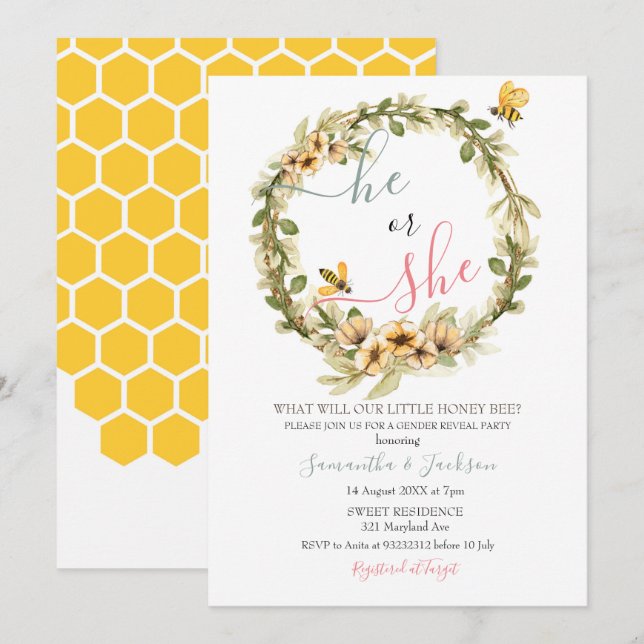 Révéler le genre Lui ou elle être Invitation (Devant / Derrière)