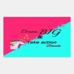 Rêver gros licorne autocollants 2 tons