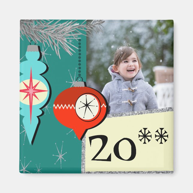Rêver un de Retro Christmas Photo Magnet (Devant)