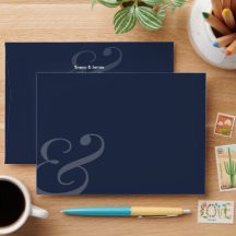 REVERSE Navy Ampersand Wedding Return Address |