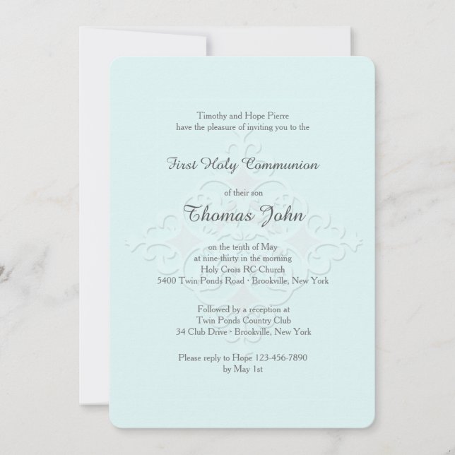 Reverso Cross Religious Invitation Blue (Devant)