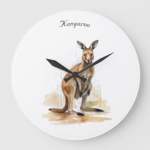 Rêveur de l'Outback : horloge kangourou aquarelle