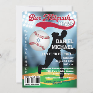 Revue Couverture Baseball Bar Mitzvah Invitation