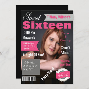 Revue Couverture photo Sweet sixteen Invitation
