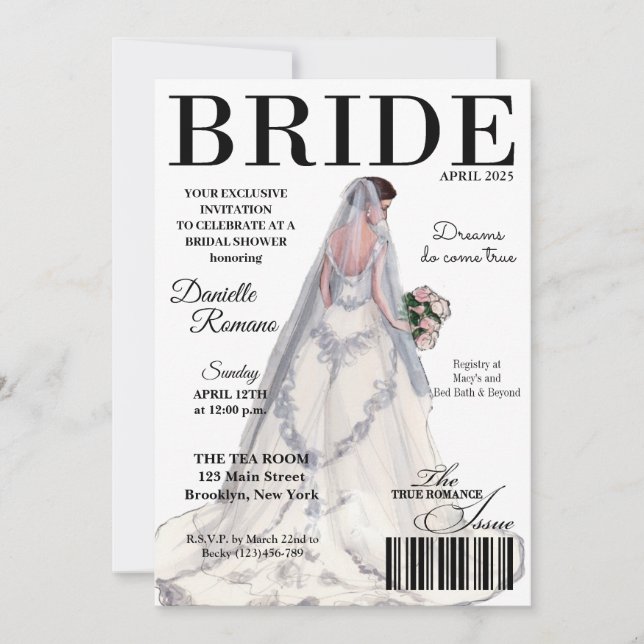 Revue de mariée Invitations de douche nuptiale mod (Devant)
