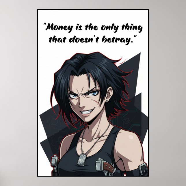 Revy – Black Lagoon Money Quote Motivation Poster (Devant)