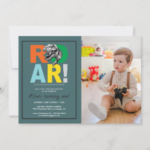 Rex Roar   Dinosaur Anniversaire Invitation photo