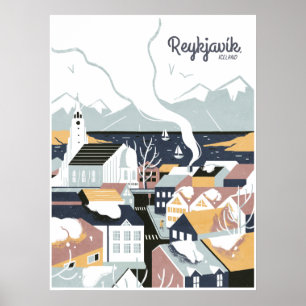 Reykjavik, Islande, affiche Voyage