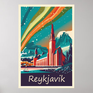 Reykjavik, Islande, poster Voyage