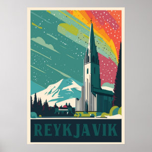 Reykjavik, Islande, poster Voyage