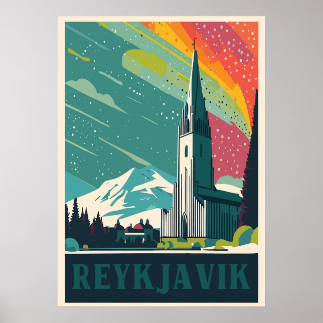 Reykjavik, Islande, poster Voyage (Devant)