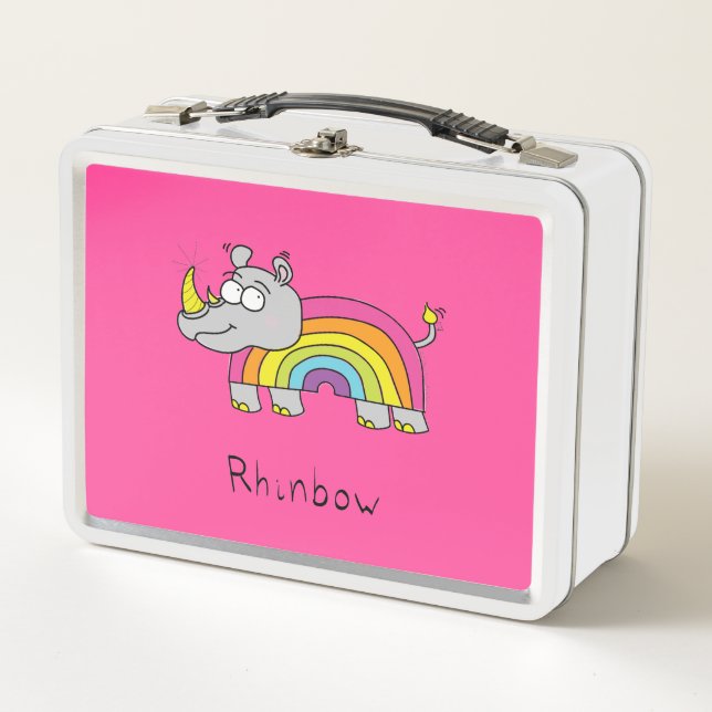 Rhinbow Rhino Rainbow Lunch Box Rose (Devant)