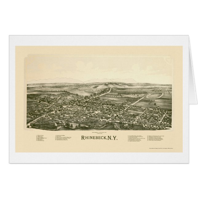Rhinebeck, carte panoramique de NY - 1890 (Devant horizontal)