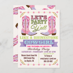 Rhinestone Cowgirl Anniversaire Invitations