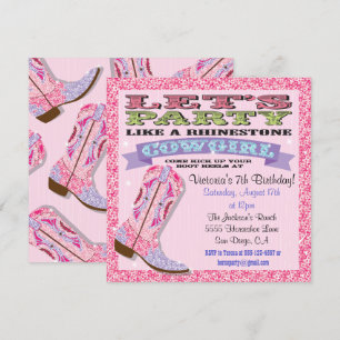 Rhinestone Cowgirl Anniversaire Invitations