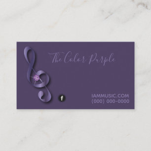 Rhinestone Music Note Purple Logo Carte de visite