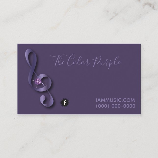 Rhinestone Music Note Purple Logo Carte de visite (Devant)