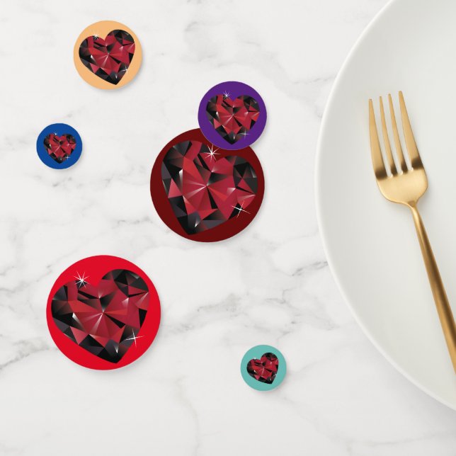 Rhinestone Red Ruby Hearts Confetti (Groupe)