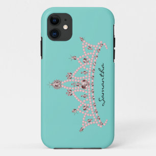 Rhinestone Tiara iPhone 5 Coque-Mate Coque (aqua)