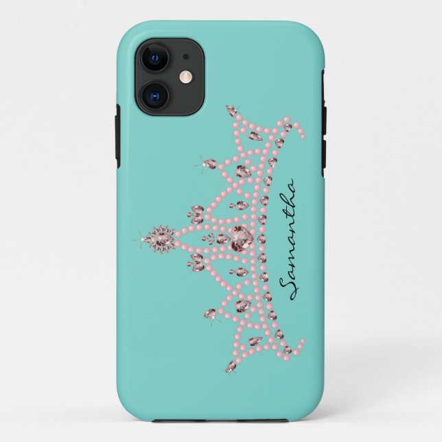 Rhinestone Tiara iPhone 5 Coque-Mate Coque (aqua) (Dos)