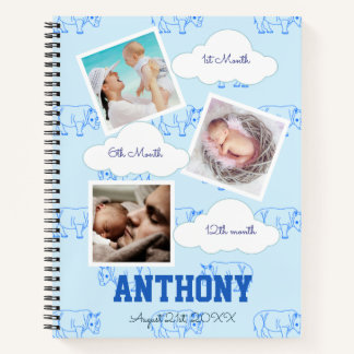 Rhino 1er anniversaire Baby Milestone Carnet invit
