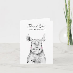 Rhino aquarelle   CARTE DE REMERCIEMENTS BABY SHOW