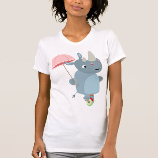 Rhino avec parapluie sur T-shirt femmes monocycle