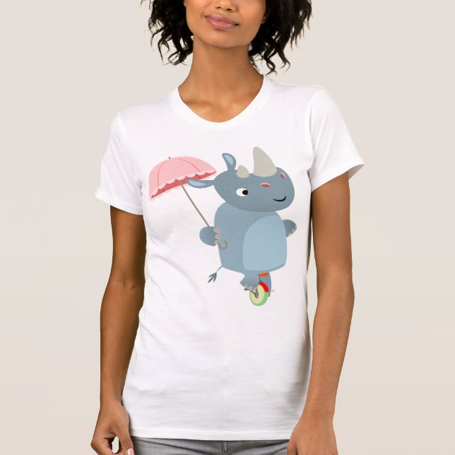 Rhino avec parapluie sur T-shirt femmes monocycle (Devant)