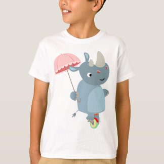 Rhino avec parapluie sur T-shirt Unicycle pour enf