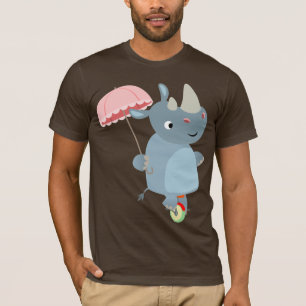 Rhino de dessin avec parapluie sur T-shirt monocyc