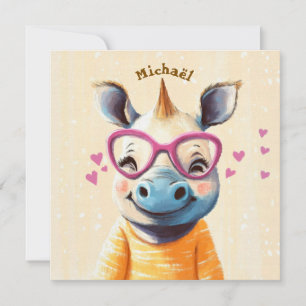 Rhino Valentine's Day Heart Badge Kids School 