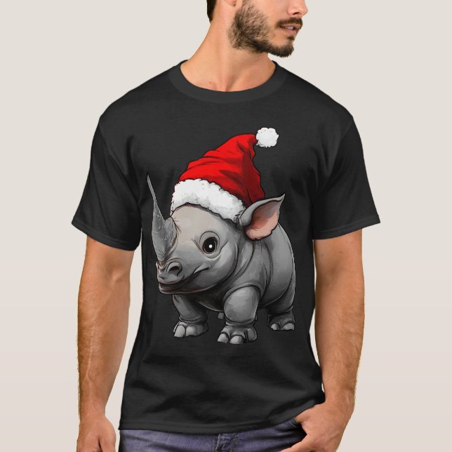 Rhinoceros Christmas / Santa Claus Rhino T-Shirt (Devant)