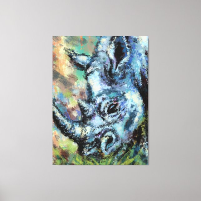 Rhinocéros Noirs En Toile De Savannah Imprimer (Recto)
