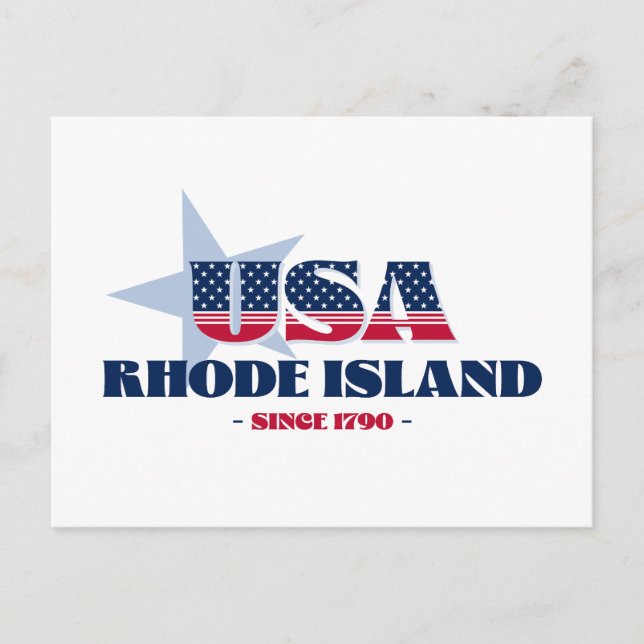Rhode Island en carte postale rouge, blanche et bl (Devant)