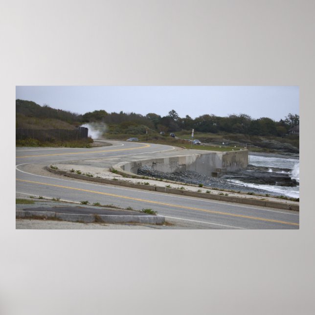 Rhode Island Highway by Ocean Poster (Devant)