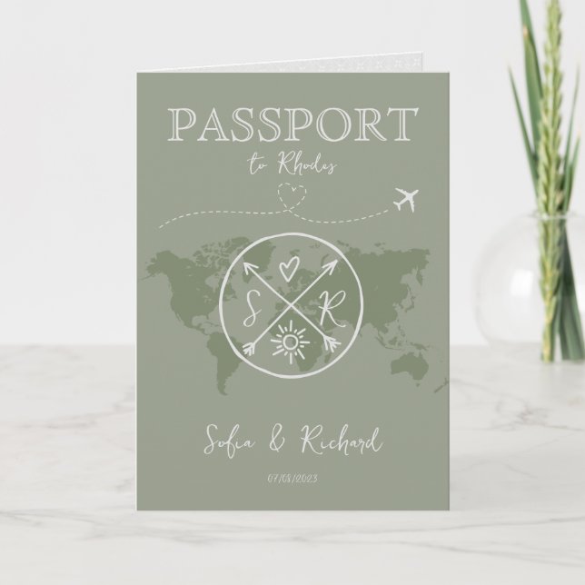 Rhodes Mariage Carte de destination Passport QR Co (Devant)