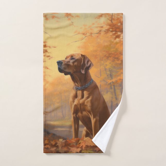 Rhodesian Ridgeback à l'automne Feuilles automne I (Serviette à main)