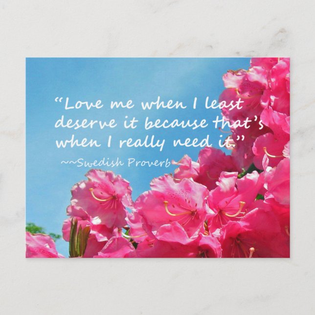 Rhododendron avec carte postale Proverbe Suédoise (Devant)