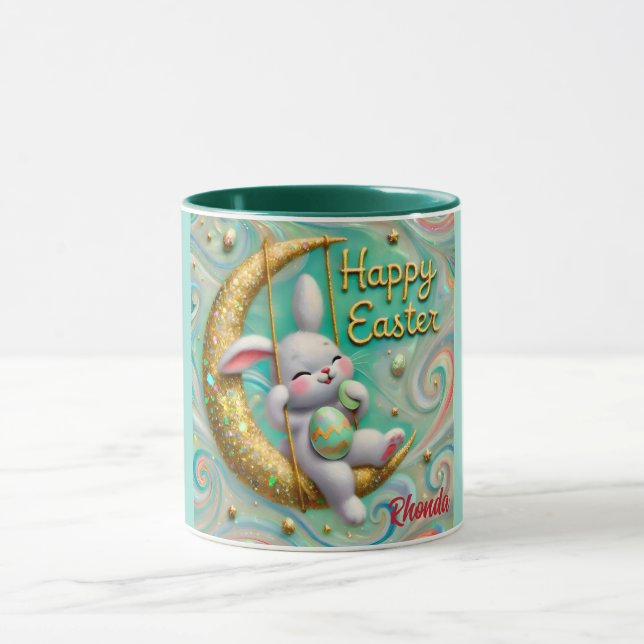 RHONDA ~ Lapin MOON ~ HAPPY EASTER ~ Mug (Centre)