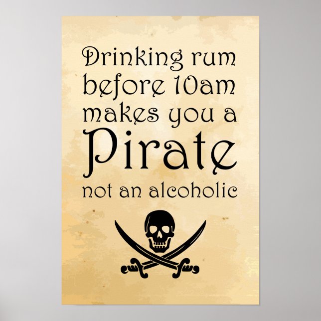 Rhum à boire - Poster de citation de pirates - Par (Devant)