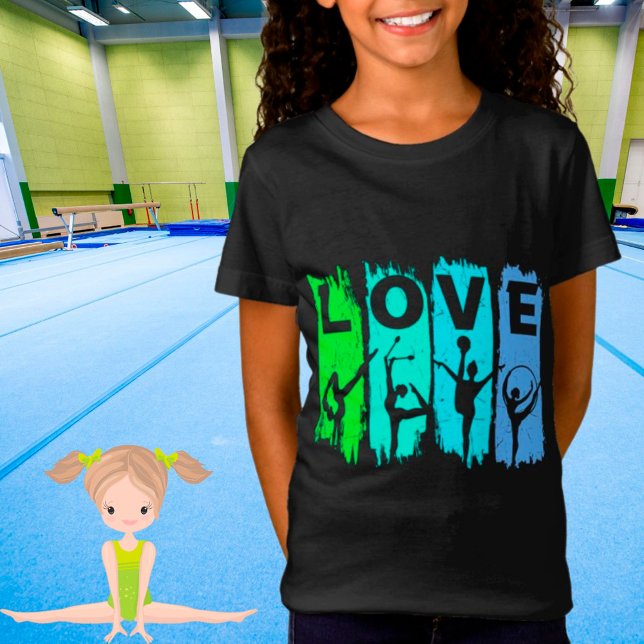 Rhythmic Gymnastics Love in Green and Aqua T-Shirt (Créateur téléchargé)