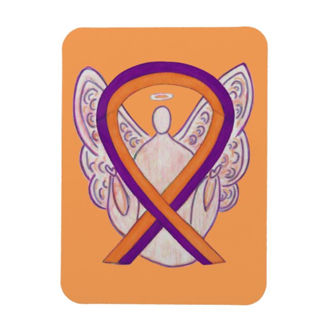 Ribbon Angel Art Magnets de la conscience orangée (Vertical)