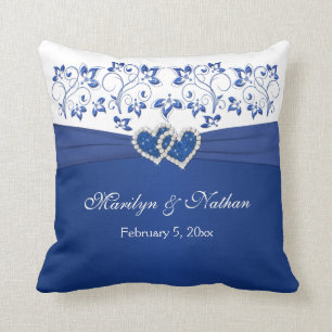 RIBBON/BIJOUX Bleu, Coussin Mariage blanc